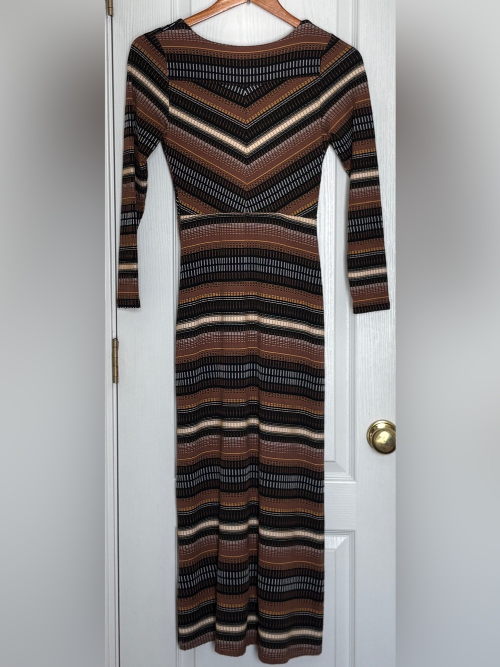 Anthropologie Maeve Striped Wrap Midi Dress Chevron Boho Retro Size XS - Picture 4 of 8